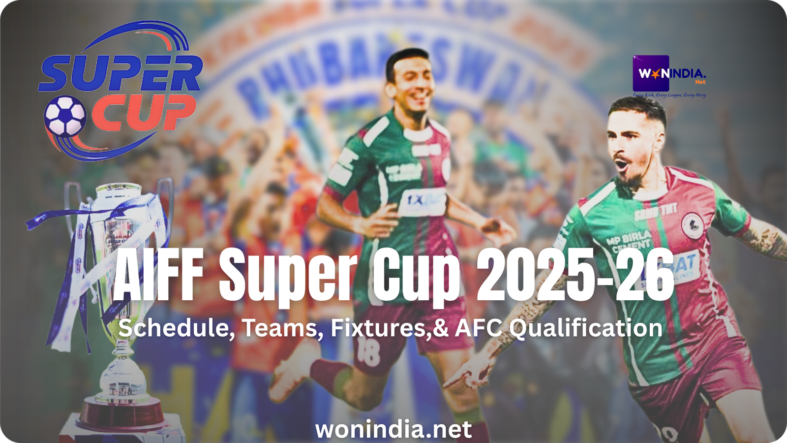 Schedule and results for the AIFF Super Cup 2025-26, featuring multiple fixtures listed for the tournament.